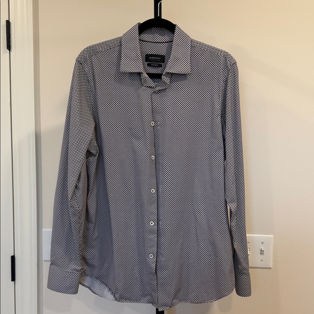 Bugatchi White & Black Micro Dot Dress Shirt